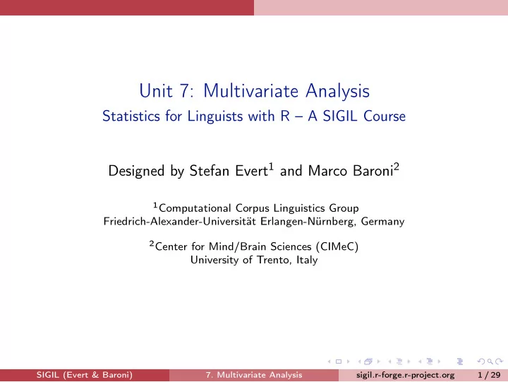 unit 7 multivariate analysis