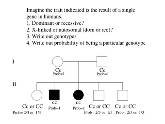 Imagine the trait indicated is the result of a single  gene in humans.  1. Dominant or recessive?