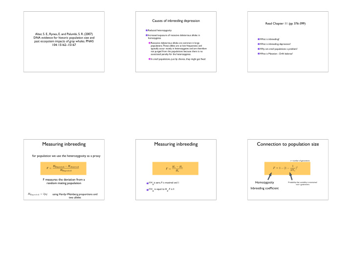 measuring inbreeding measuring inbreeding connection to