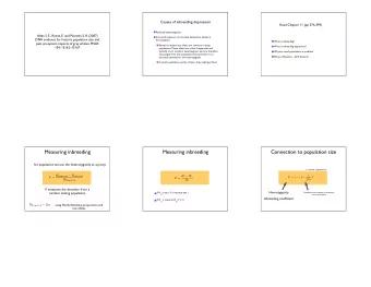 Measuring inbreeding  Measuring inbreeding  Connection to population size  for population we use