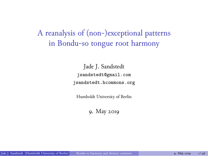 a reanalysis of non exceptional patterns in bondu so