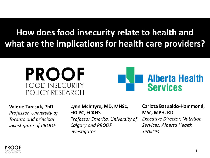 how does food insecurity relate to health and what are