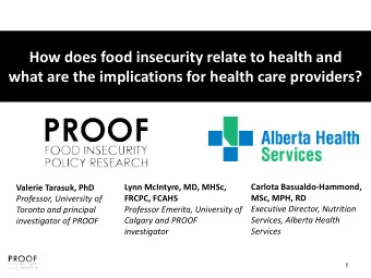 How does food insecurity relate to health and  what are the implications for health care providers?