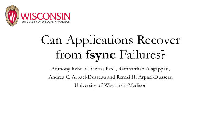 can applications recover from fsync failures