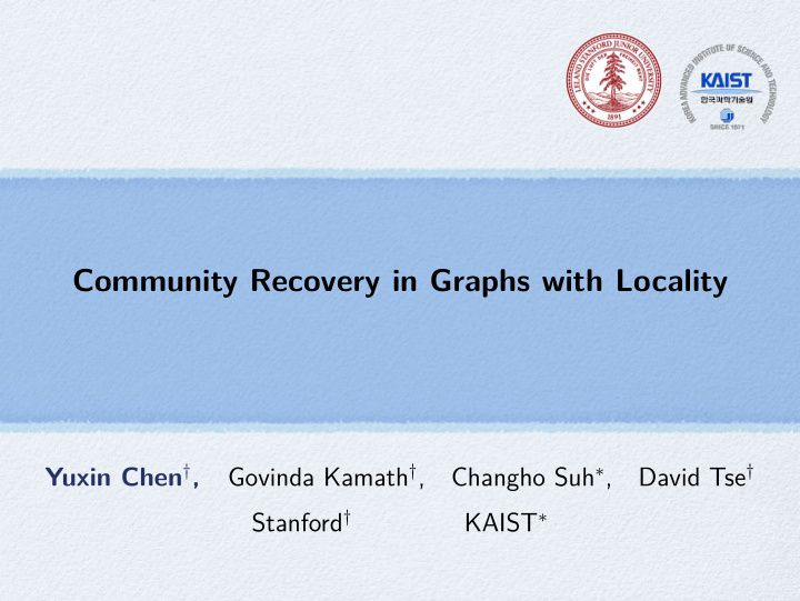 community recovery in graphs with locality