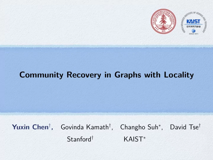 community recovery in graphs with locality
