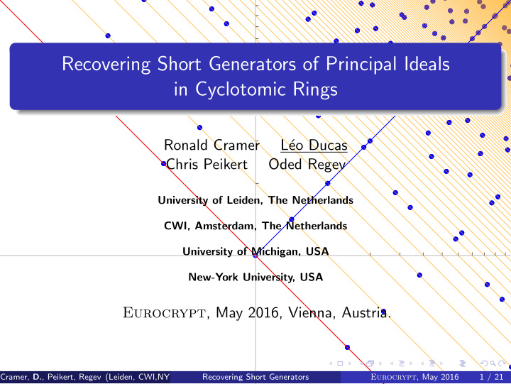 recovering short generators of principal ideals in