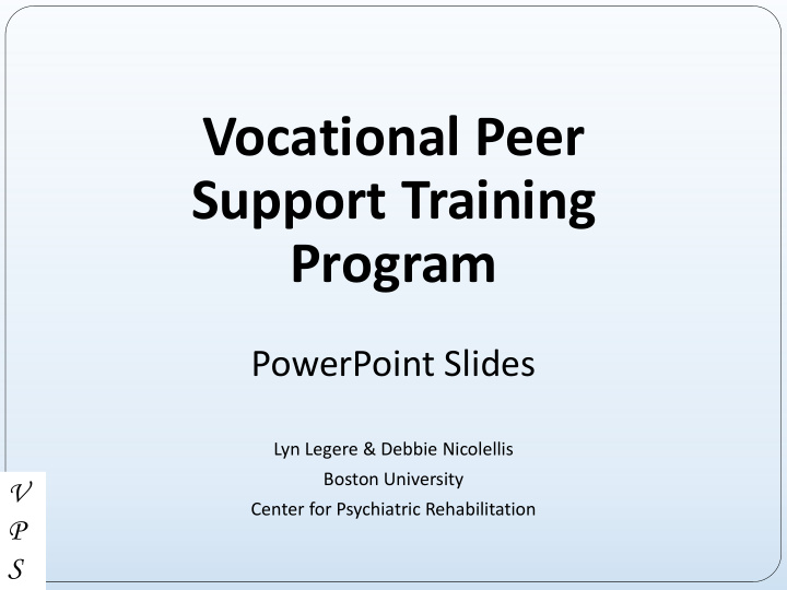 vocational peer support training program