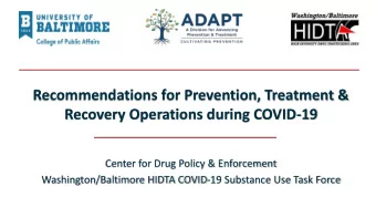 Recommendations for Prevention, Treatment &amp;  Recovery Operations during COVID-19  Center for