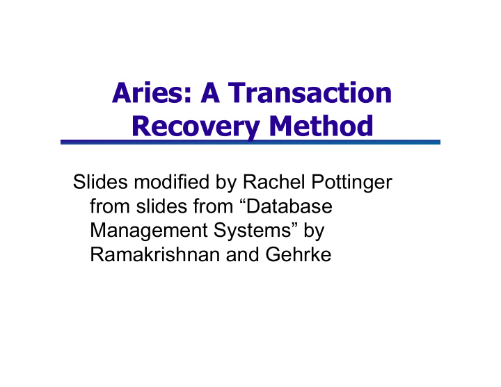 aries a transaction recovery method