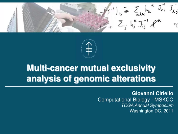 multi cancer mutual exclusivity analysis of genomic