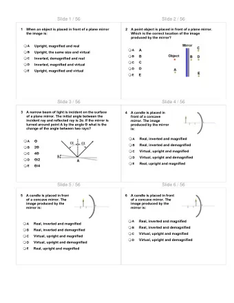 Slide 1 / 56  Slide 2 / 56  1  When an object is placed in front of a plane mirror  2  A point