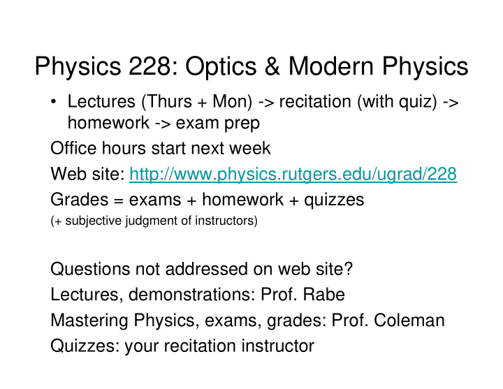 physics 228 optics modern physics physics 228 optics