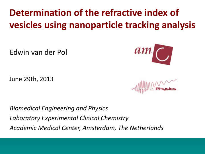 determination of the refractive index of vesicles using