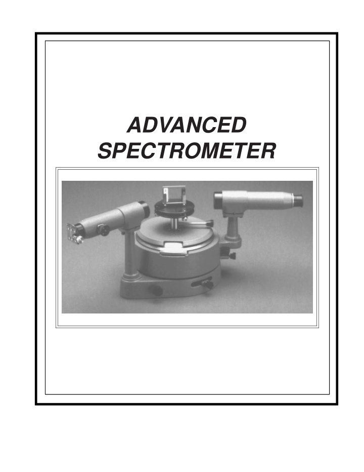 advanced spectrometer introduction