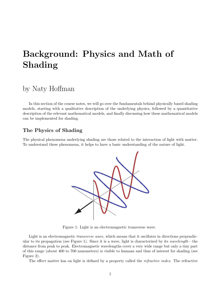 background physics and math of shading