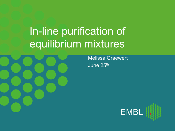in line purification of equilibrium mixtures
