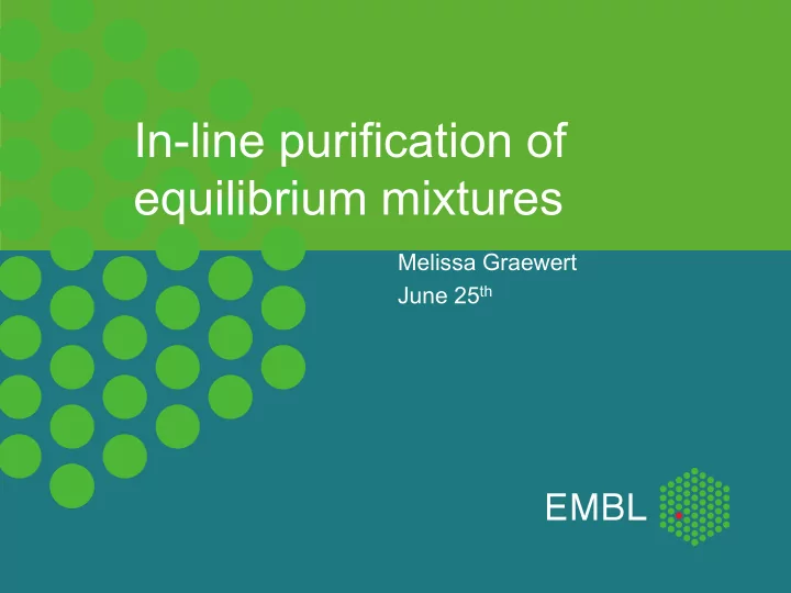 in line purification of equilibrium mixtures