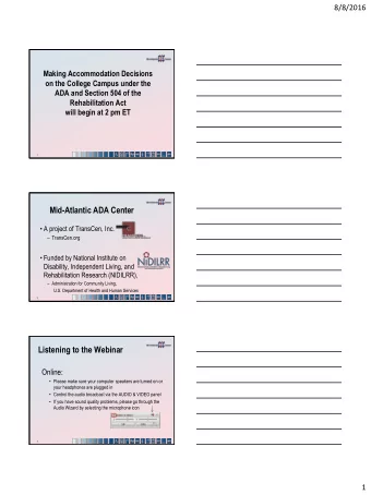 Mid-Atlantic ADA Center  Transcen logo  A project of TransCen, Inc.  and NIDILRR  logo