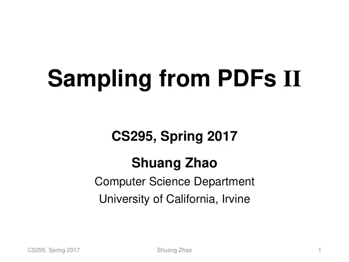 sampling from pdfs ii
