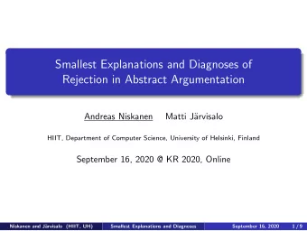 Smallest Explanations and Diagnoses of  Rejection in Abstract Argumentation  Andreas Niskanen