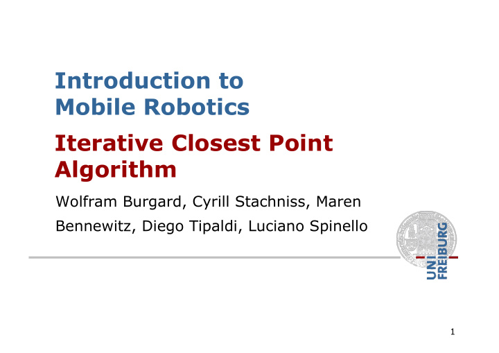 introduction to mobile robotics iterative closest point