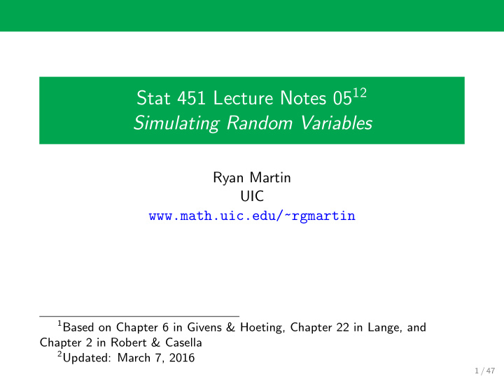 simulating random variables