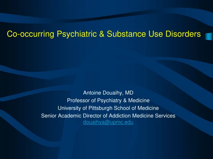 co occurring psychiatric substance use disorders