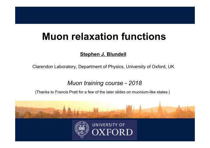 muon relaxation functions
