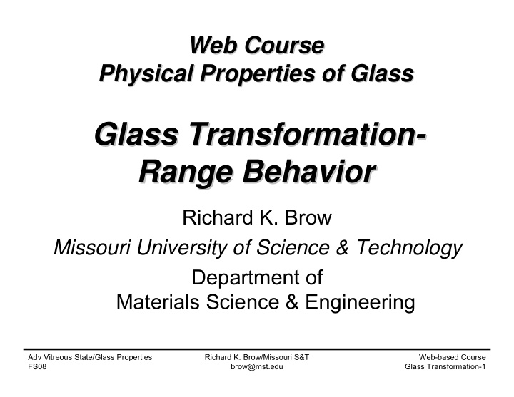 glass transformation glass transformation range behavior