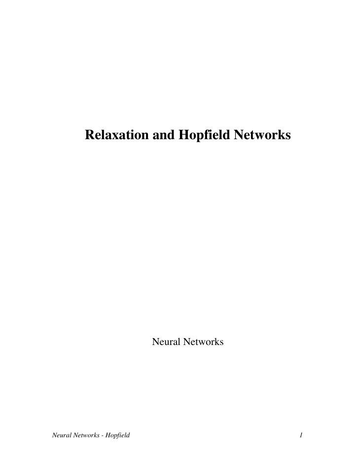 relaxation and hopfield networks