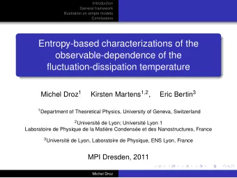 Entropy-based characterizations of the  observable-dependence of the  fluctuation-dissipation