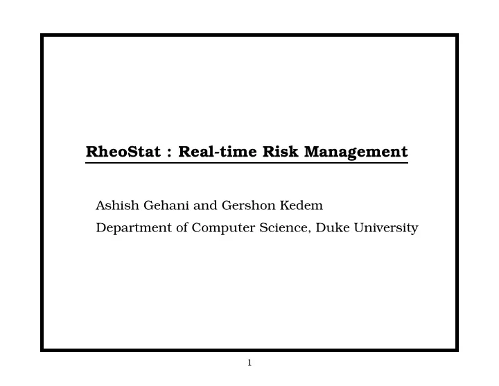 rheostat real time risk management