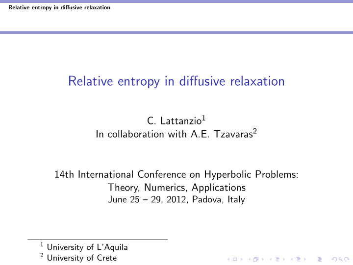 relative entropy in diffusive relaxation
