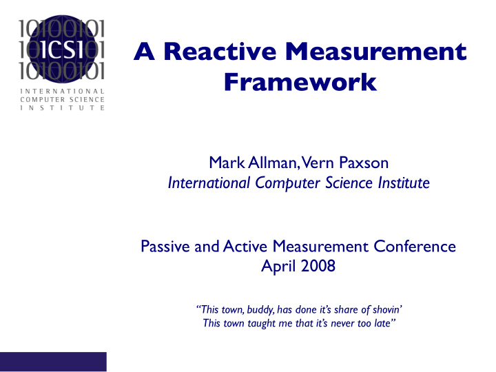 a reactive measurement framework