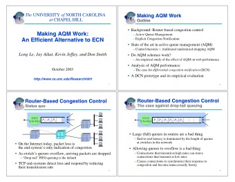 Making AQM Work:  Making AQM Work:   Active Queue Management  Active Queue Management