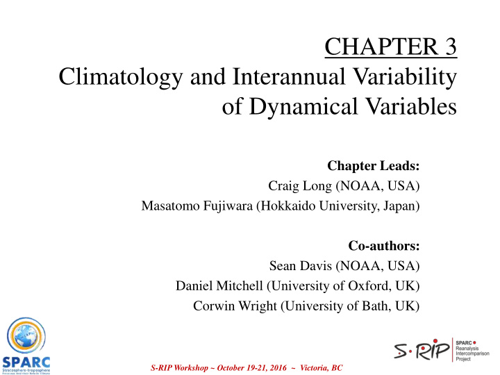 climatology and interannual variability