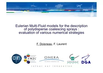 Eulerian Multi-Fluid models for the description  of polydisperse coalescing sprays :  evaluation of