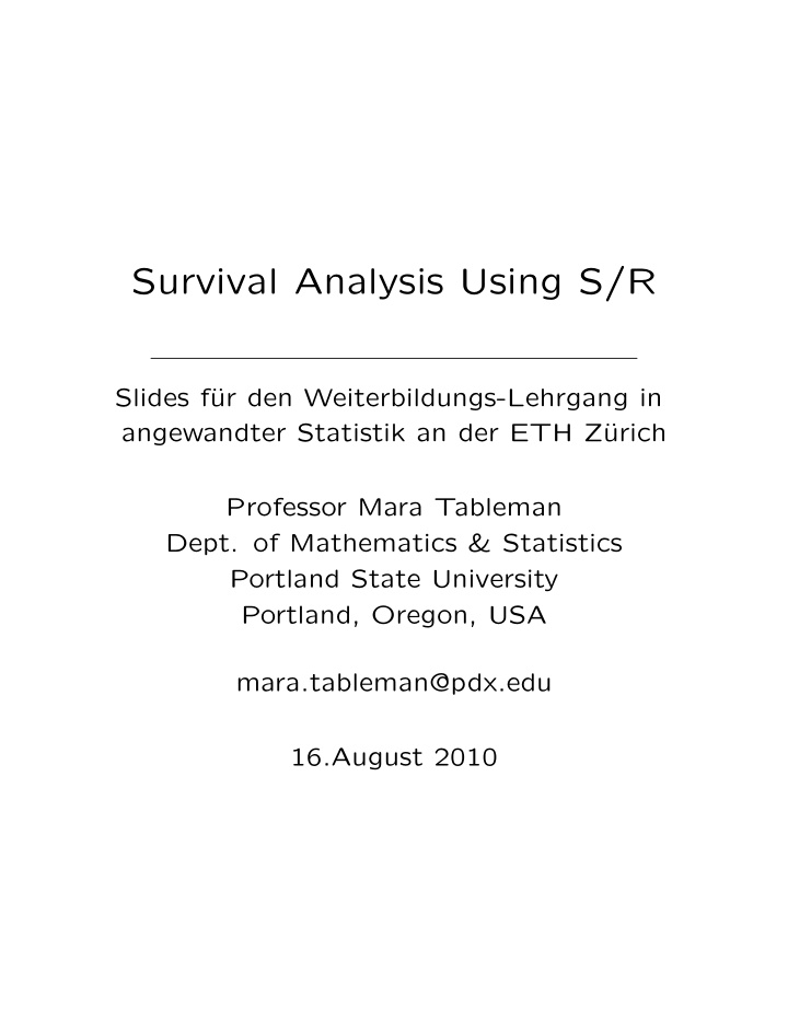 survival analysis using s r