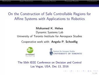 On the Construction of Safe Controllable Regions for  Affine Systems with Applications to Robotics