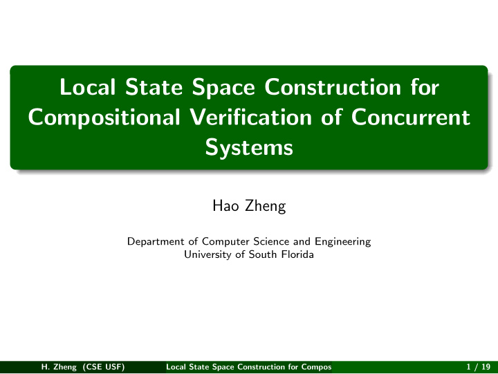 local state space construction for compositional