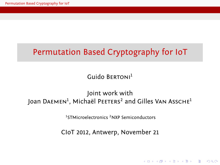 permutation based cryptography for iot