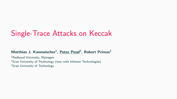single trace attacks on keccak