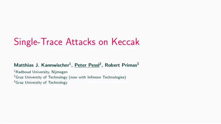 single trace attacks on keccak