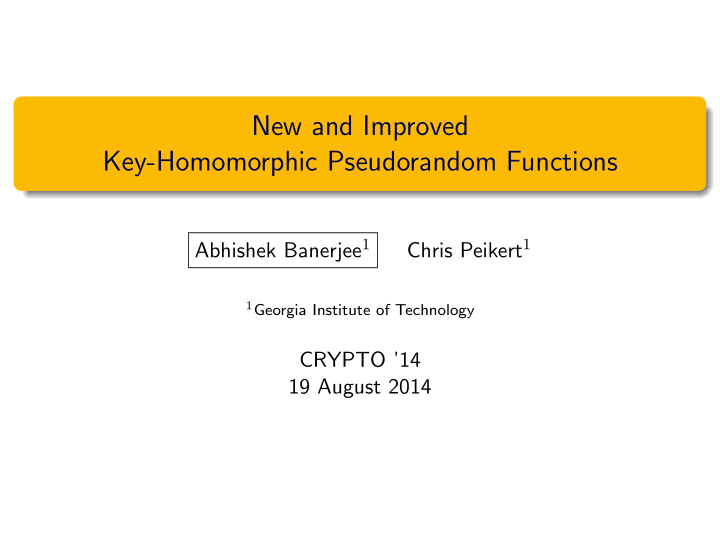 new and improved key homomorphic pseudorandom functions