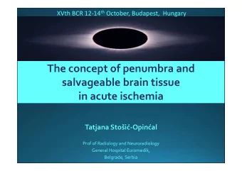 The concept of penumbra and  salvageable brain tissue  in acute ischemia  Tatjana Stoi-Opinal