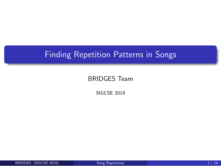 finding repetition patterns in songs
