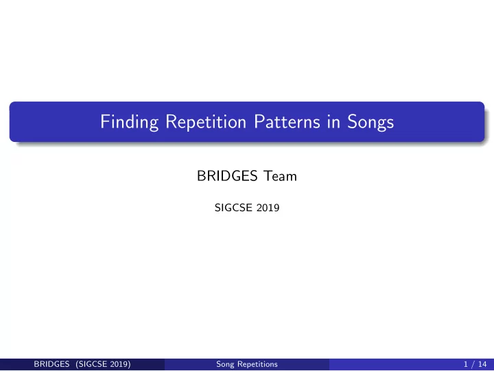 finding repetition patterns in songs