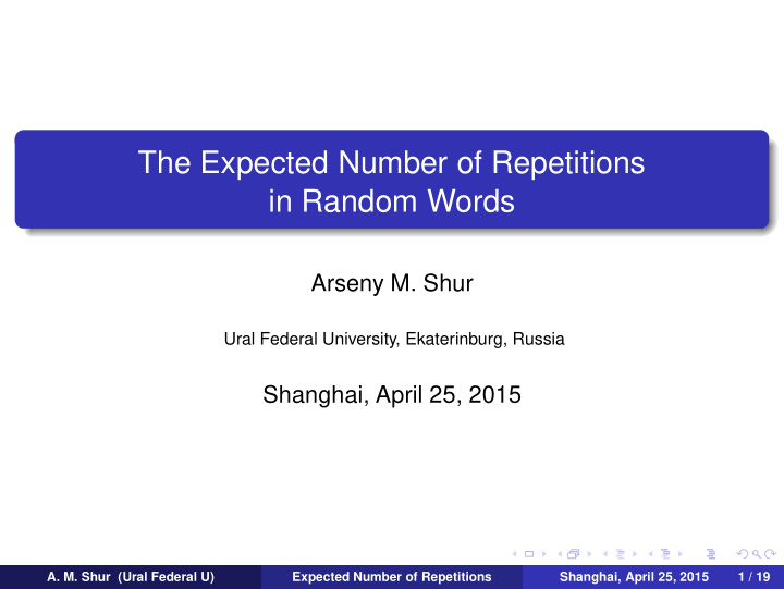the expected number of repetitions in random words