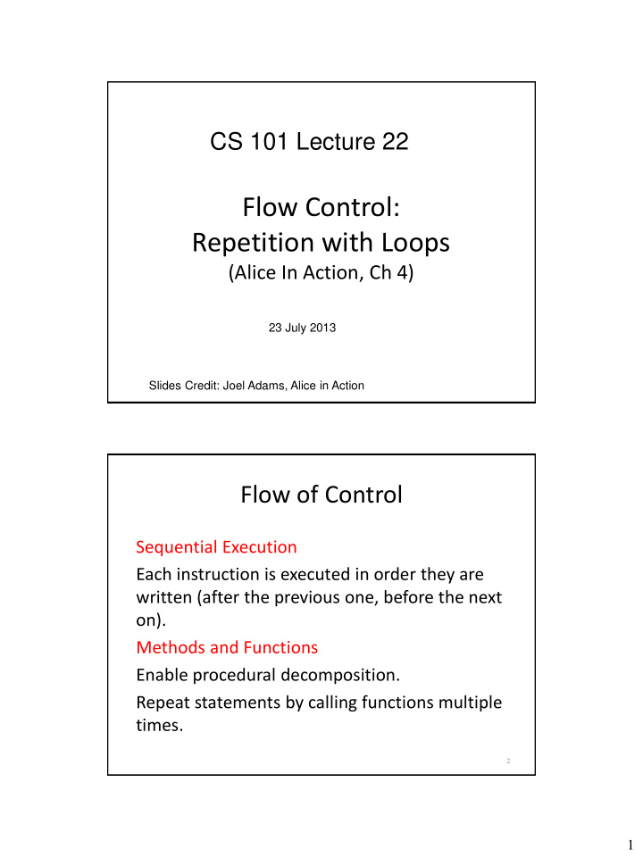 flow control repetition with loops